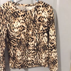 Long sleeve leopard print Shirt-T shirt material